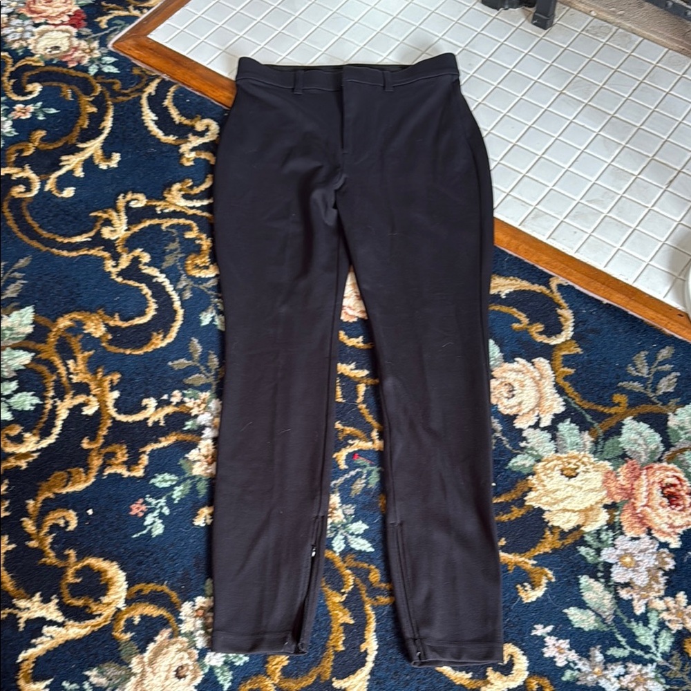 Lands' End Sleek Black Pants with bottom zip- ponte knit - never worn